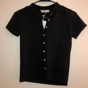 Adika Black Button Up Top